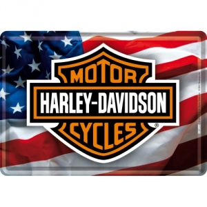 Cartolina in Metallo Harley USA Flag