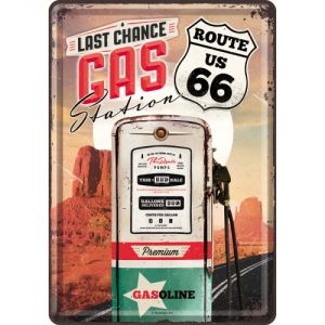 Cartolina in Metallo Route 66 Gas