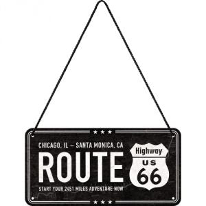 Cartello con filo Highway 66 Black