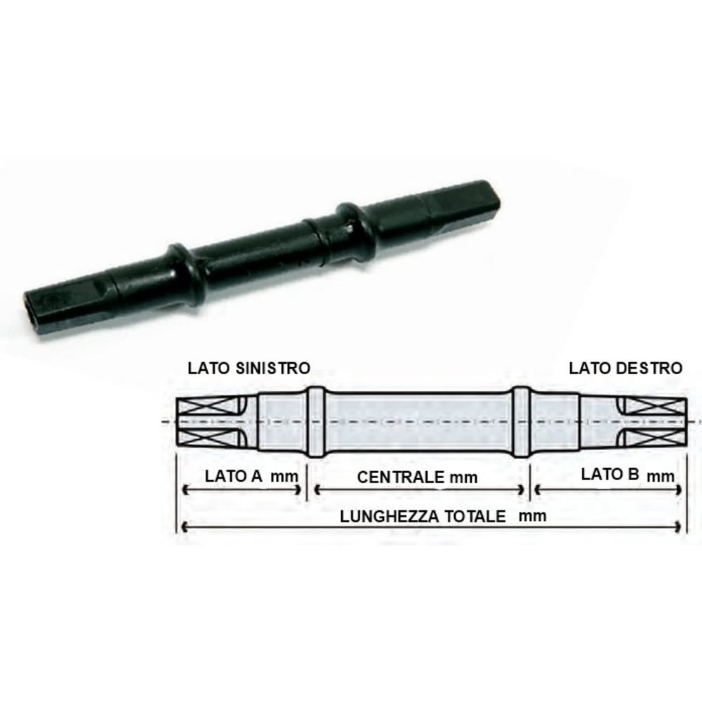 Perno Movimento Centrale  QUADRO In Acciaio  123mm Nero