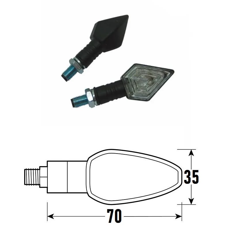 Fanale Freccia a Led SQUARED (Coppia) - Nero