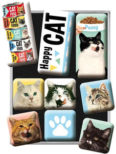Set 9 Magnets, Steel, Multicolor, CATS, 9x2x7